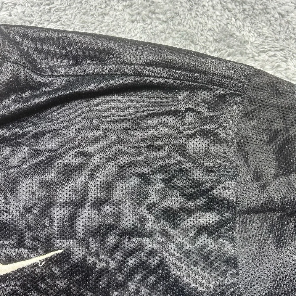 Vintage Nike Mesh Jersey Men's L Black White Tag V Neck Paint Splatter 90s *HOLE - Picture 8 of 12